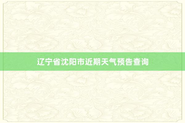 辽宁省沈阳市近期天气预告查询